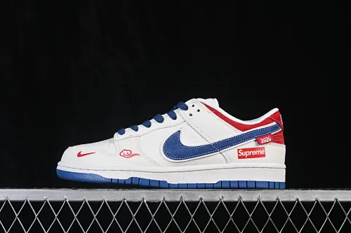 All categories Nk SB Dunk Series Nk SB Dunk Low High-end customized low-top sneakers Nike SB Dunk Low White, blue and red contrast color High-end customized low-top casual sneakers XZ5899-117